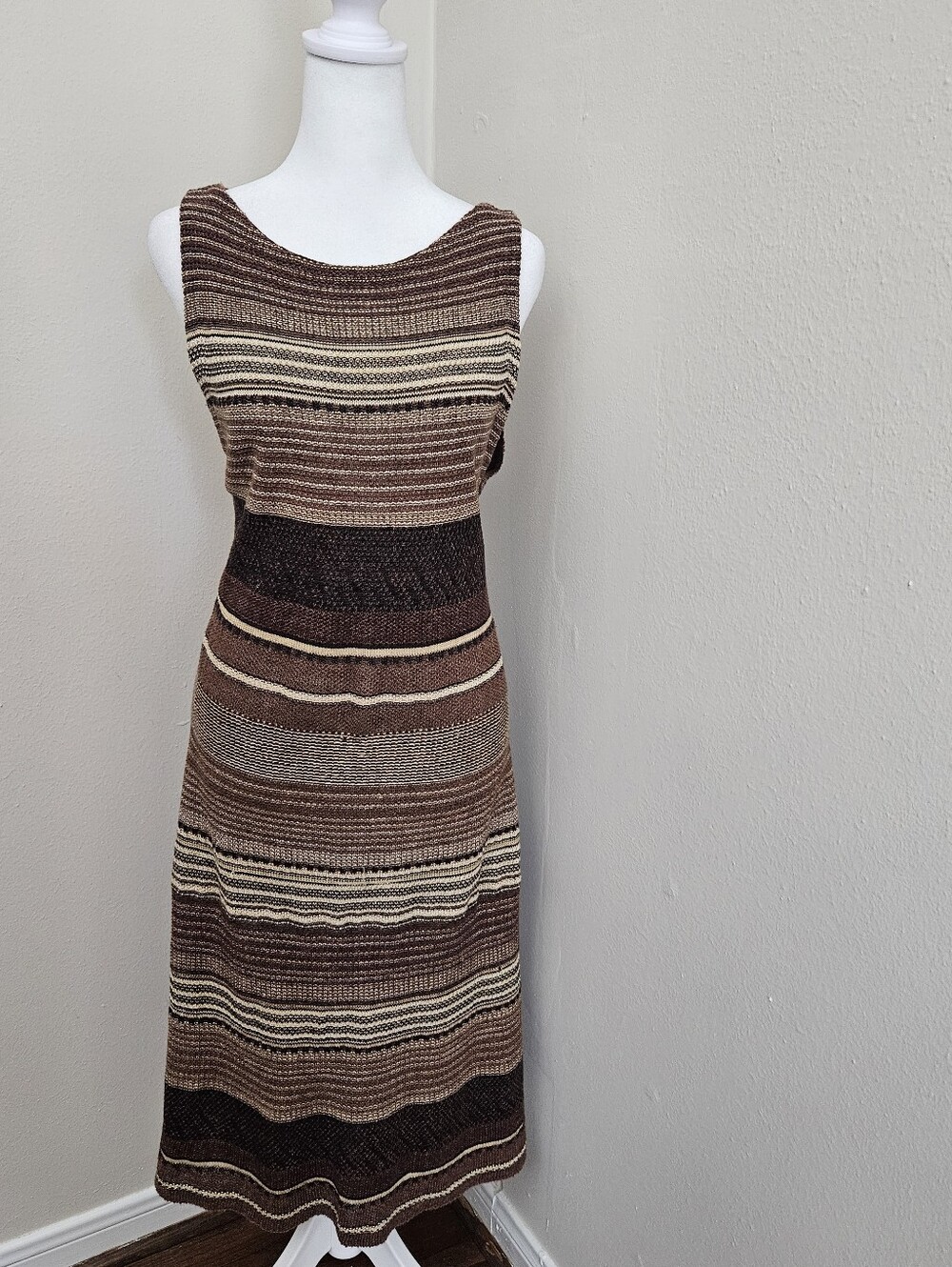 Lauren Ralph Lauren Striped Knit Midi Sweater Dress Boho Size XL